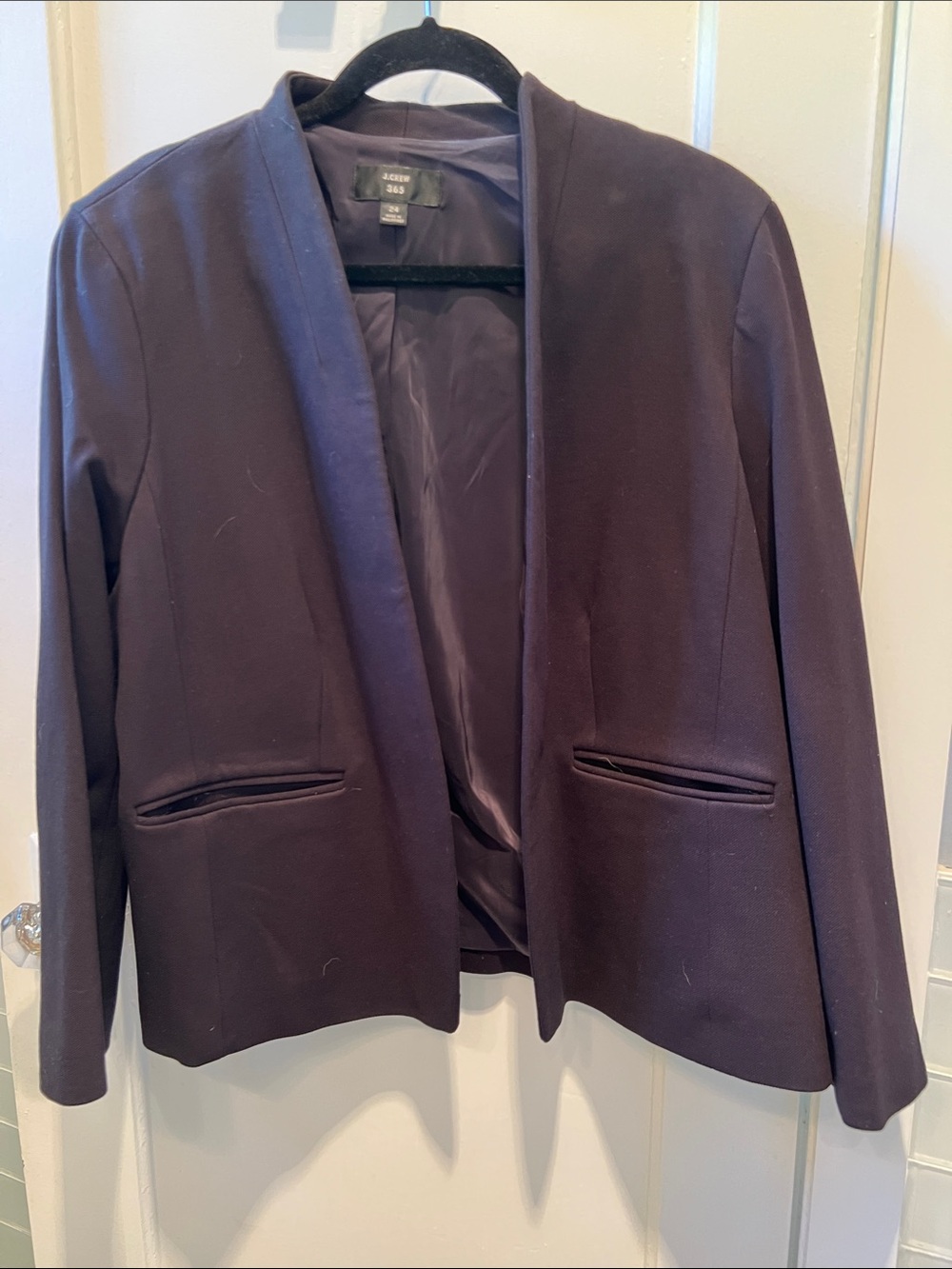 J. Crew Navy Collarless Open-Front Blazer